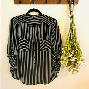 Modern Black and White Striped Portofino Blouse